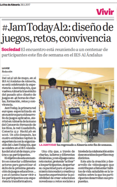 Jornadas Jamtoday en la Voz de Almería
